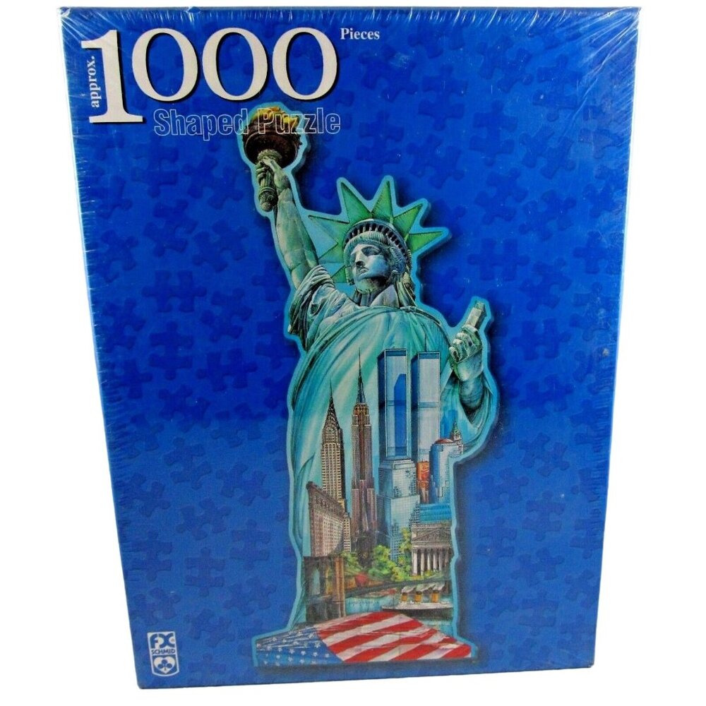 F.X. Schmid 1000 piece Statue of Liberty Shaped Puzzle Twin Towers New Sealed